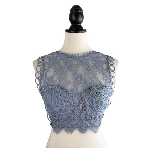 Victoria's Secret Other - Victoria’s Secret Dream Angels Bralette Blue Lace Sheer Back, Size M